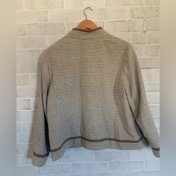 Vintage Pendleton Women’s 100% Wool Zip Up Jacket with Leather Trim Size 14W - Picture 4 of 4